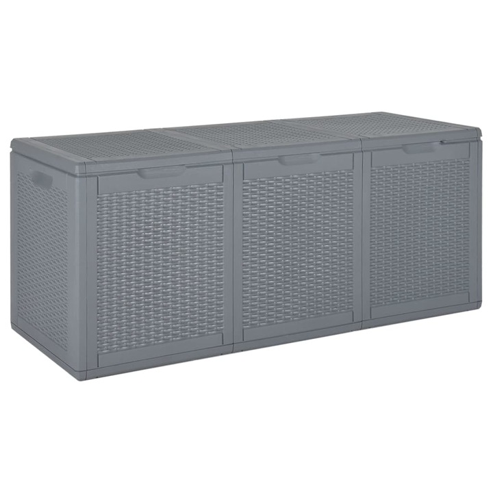 Cutie de depozitare pentru gradina vidaXL, gri, 270 L, PP ratan 364061