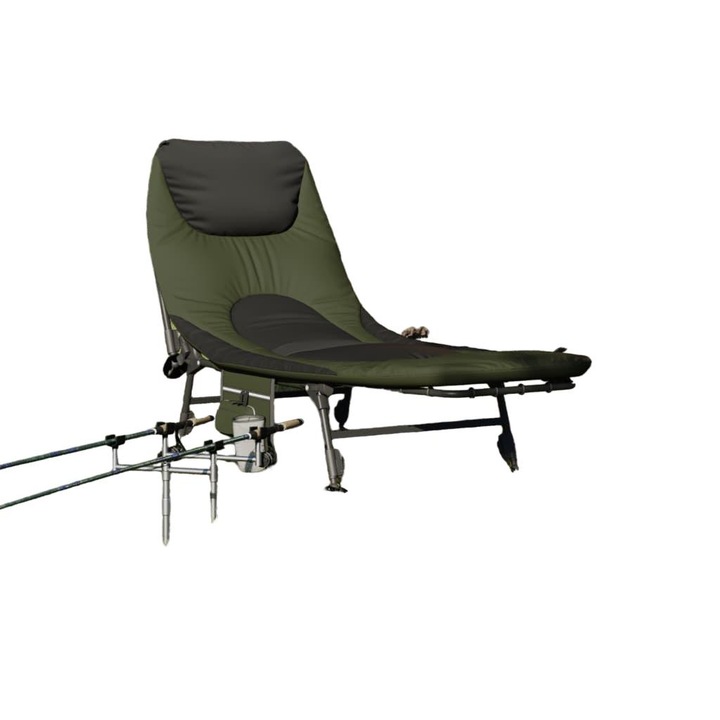 Scaun pliabil vidaXL, verde, dimensiuni 196x75x32-100cm, suport 180kg, cu picioare reglabile