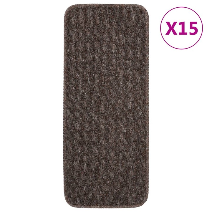 vidaXL 15 db barna négyszögű csúszásmentes lépcsőszőnyeg 60 x 25 cm 340400