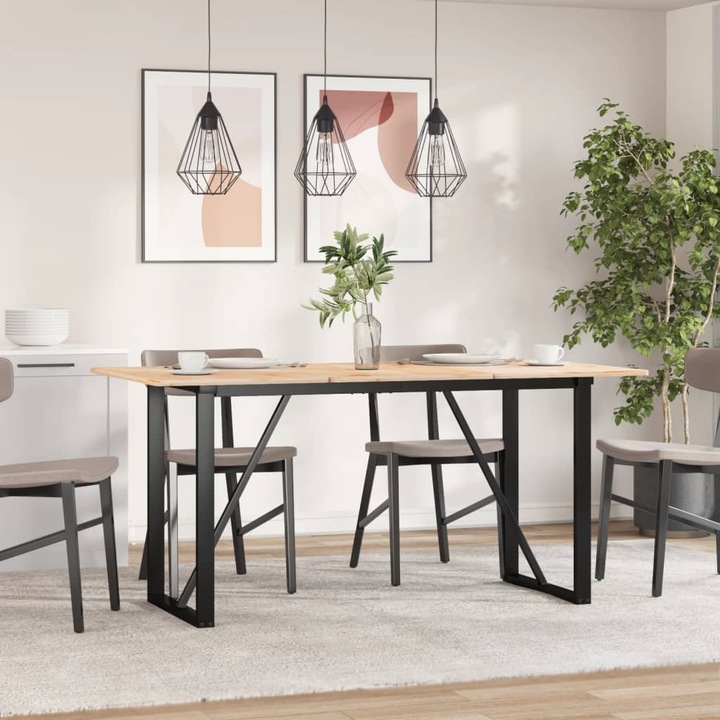 Set de picioare pentru masa vidaXL, model O, metal, 140x60x73 cm, negru