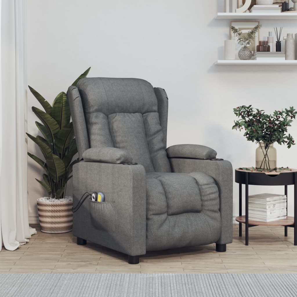 Fotoliu recliner Zakito Europe cu masaj, 6 puncte vibratii, gri