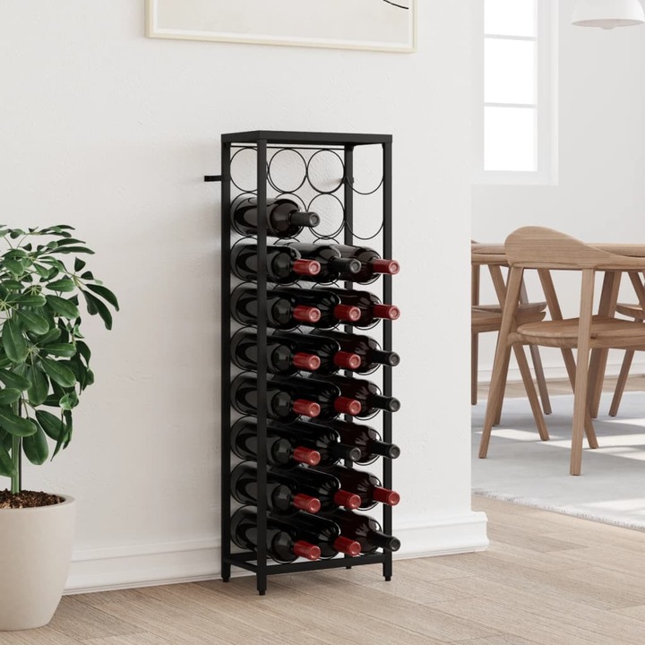 Suport sticle vidaXL, vin 27 de sticle vidaXL, negru 34x18x100 cm fier forjat