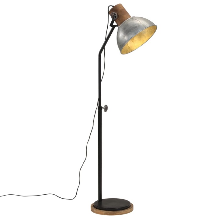 Lampadar vintage vidaXL, 25W, 30x30x100-150 cm, culoare asemi si negru, suport E27