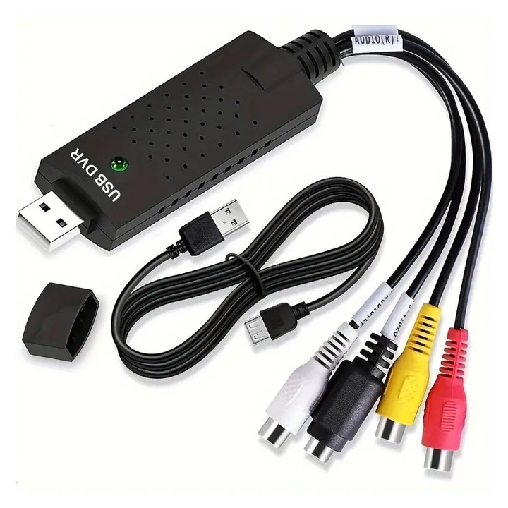 USB 2.0 VHS цифров конвертор, аудиозаснемане за PC и Mac, работи с Windows 2000/XP/7/8/10/11 и Mac системи, OUYLAF, черен