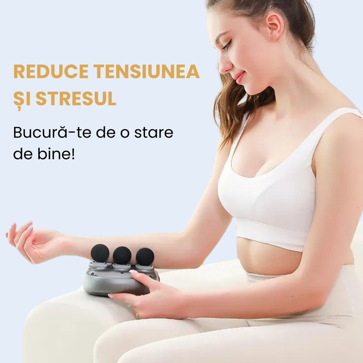 Aparat de Masaj cu 6 Capete AcronicPro, Vibratii de Inalta Frecventa, Cu Acumulatori, Pentru orice Zona a Corpului, Relaxare si Circulatie Imbunatatita, Gri Platinat