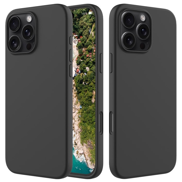 Силиконов Кейс за iPhone 16 Pro, Черен