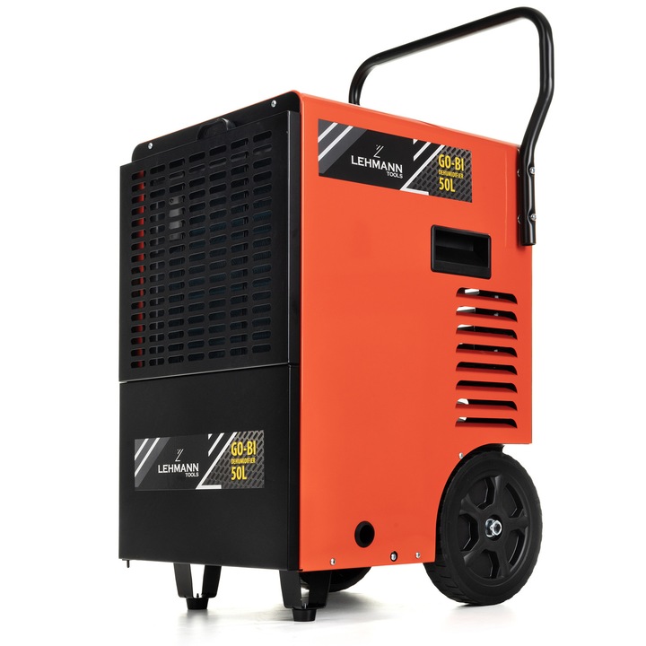 Dezumidificator industrial Lehmann GO-BI v2, 50 l/zi, filtru lavabil, control digital, afisaj, timer, roti, 48x45x65,5 cm, 30kg