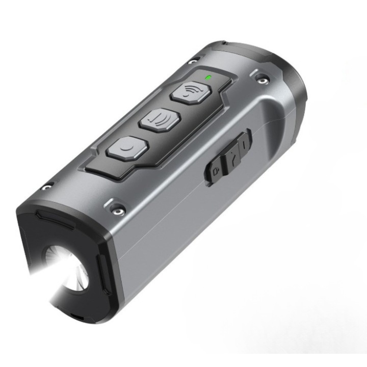 Custom hordozható professzionális ultrahangos készülék agresszív kutyák ellen, kiképző funkció, zseblámpa, 11 cm, szürke/fekete