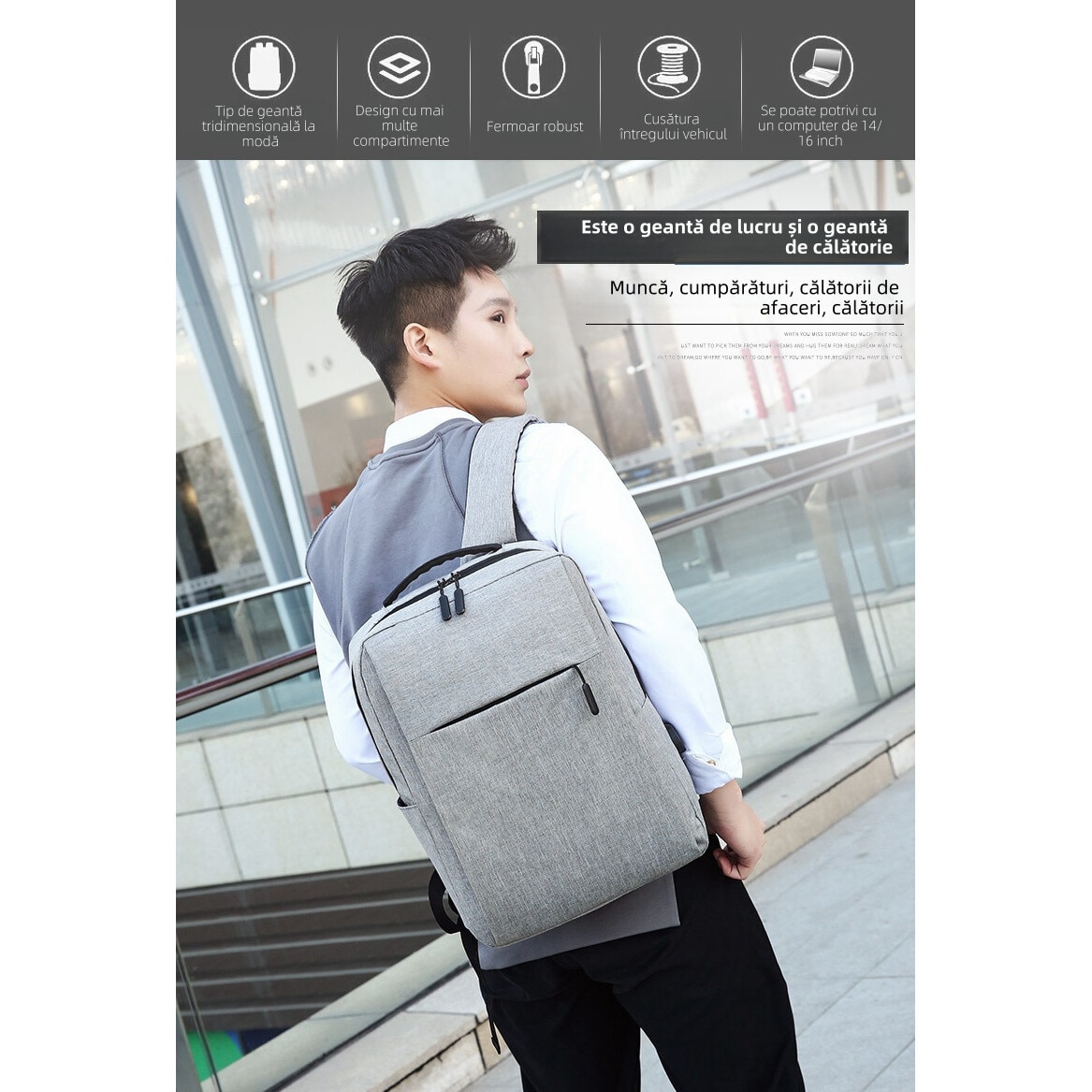 Rucsac, geanta de afaceri, geanta de computer navetisti, geanta de scoala, elev de liceu de sex masculin, rucsac sport de mare capacitate pentru studenti, stil la moda