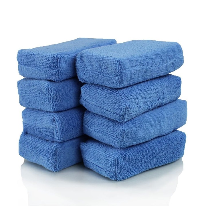 8 db-os autókozmetikai mikroszálas applikátor készlet, világoskék, mosható