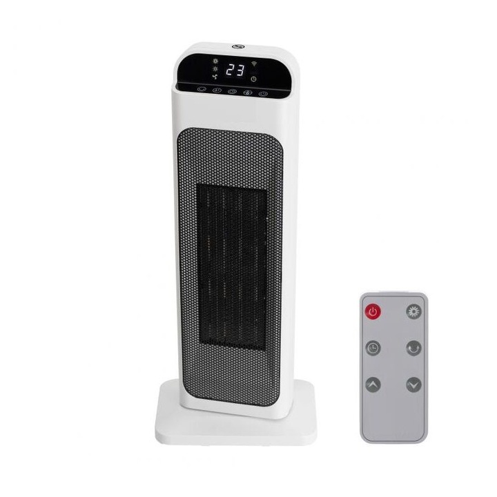 Kerámia radiátor, Smart, Távirányító, 2 fűtési fokozat 1000 W / 2000 W, méret 23 x 56 x 15 cm, Termosztát