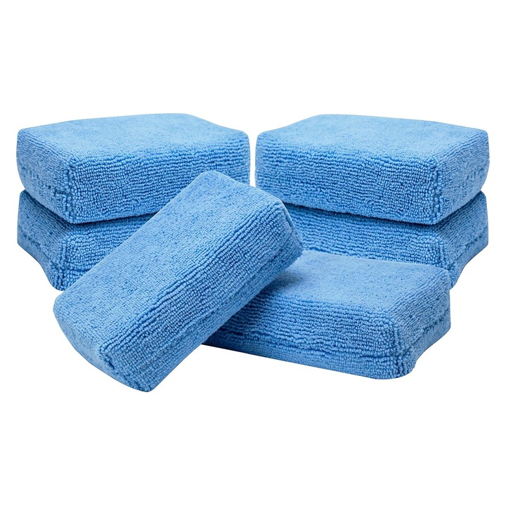 6 db-os mikroszálas applikátor készlet autókozmetikához, világoskék, mosható, szöszmentes