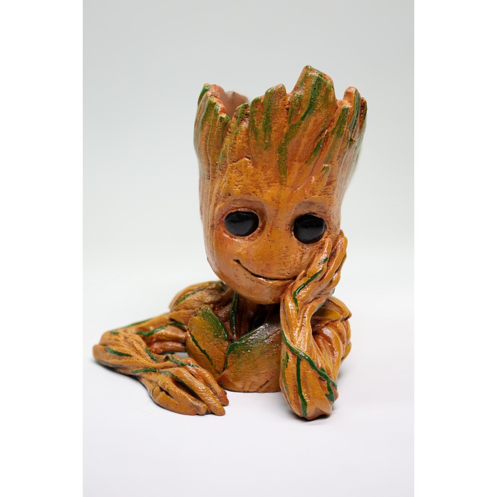 Figurina Groot, 3D print, pictata manual, 10x8x6 cm