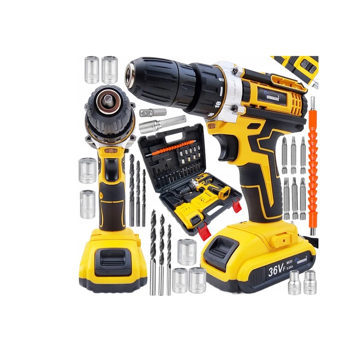 Masina de gaurit cu 2 acumulatori, 36 V, 5.0 Ah, Ondragon OD9010