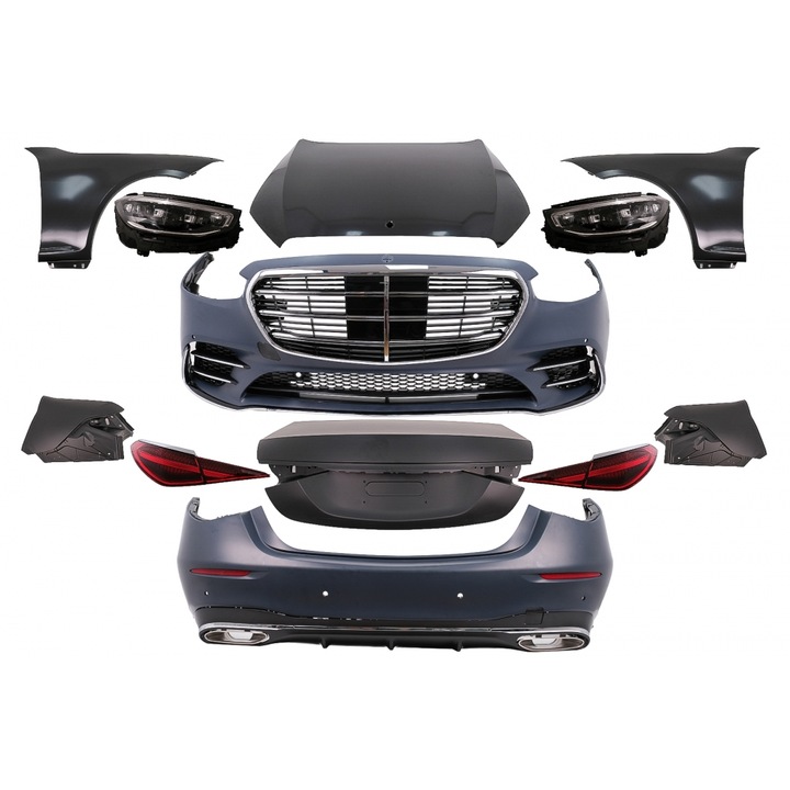 Kit Exterior Complet compatibil cu Mercedes S-Class W221 2005-2013 Conversie Completa la W223 S450 Design