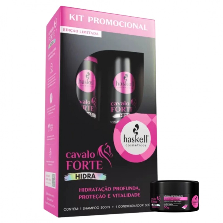 Kit Hidra Cavalo Forte, Sampon 500ml, Balsam 300ml + Cadou Masca 50, Haskell