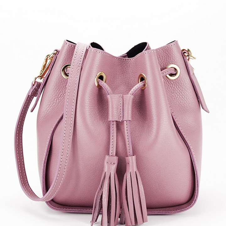 Естествена кожа чанта 1110 125 Plamaniu, Розово, 24x22x11