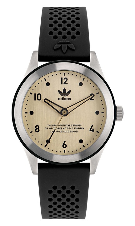 Мъжки часовник Adidas CODE THREE, корпус от неръждаема стомана, силиконова каишка, сребрист/черен, водоустойчив 5 ATM
