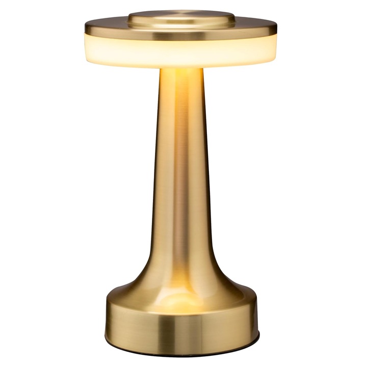 Нощна лампа със сензорно управление, Axroad Mall, Акумулаторна, LED, 2700-6500K, топла/бяла/естествена светлина, 1500 mAh батерия, Преносима, За спалня, маса за хранене, масичка за кафе, хол, Метална, 13 x 13 x 21 см, злато