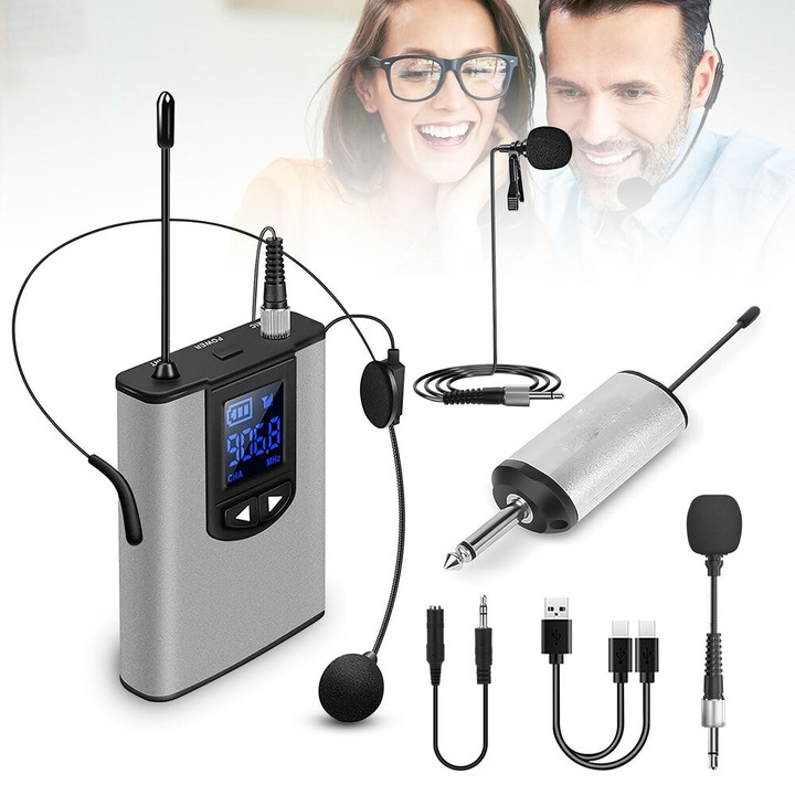 Microfon wireless VHF ZYBLSSBB digital cablu cap lapela set