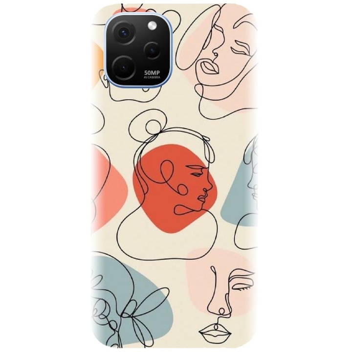 Husa din silicon compatibila cu Huawei Nova Y61 4G - model Line Art Memories