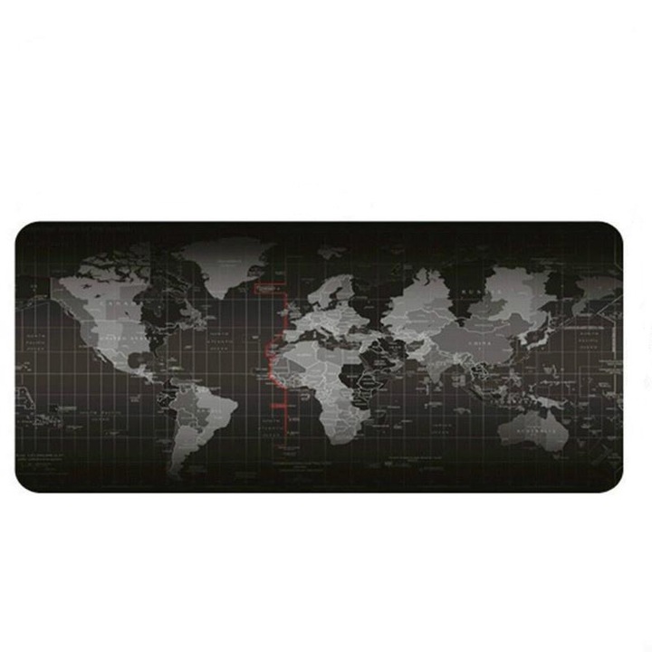 Mousepad Gaming, Cauciucat, Anti-Derapant, Model Harta Lumii, 79x30 cm, EB397, Negru