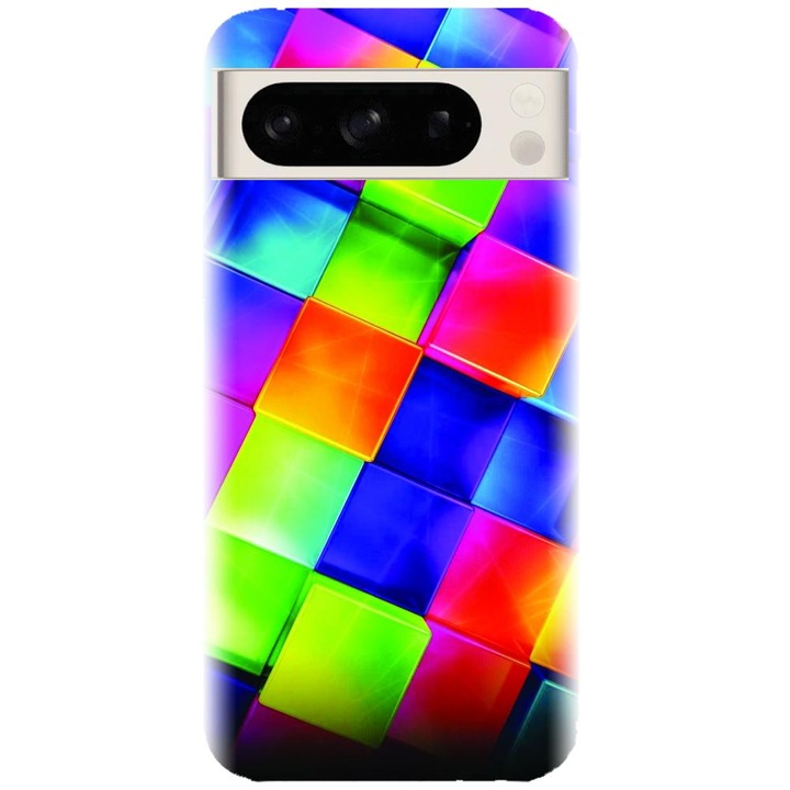 A Google Pixel 8 Pro telefonnal kompatibilis szilikon tok – 3D Geometric Colorful modell