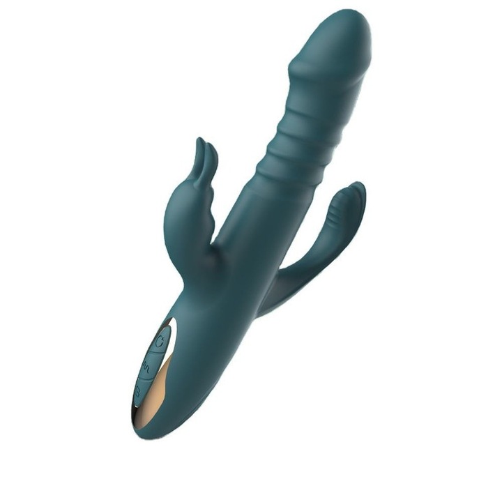 Nyuszis vibrátor, G-pont és csikló stimuláció, texturált kialakítás, 12 frekvencia, kék