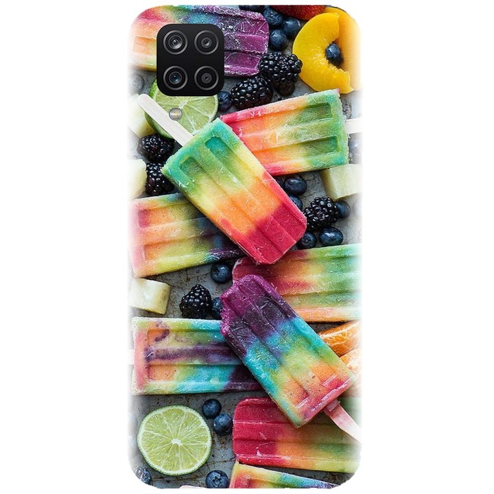 Husa din silicon compatibila cu Samsung Galaxy A12 / A12 Nacho - model Colorful Ice Cream