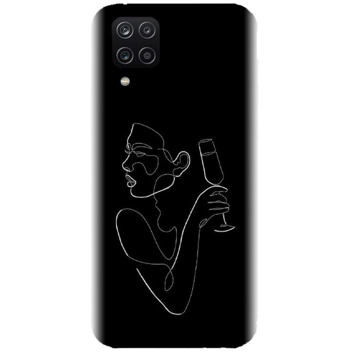 Силиконов кейс, съвместим с Samsung Galaxy A42 5G - модел Line Art Champagne