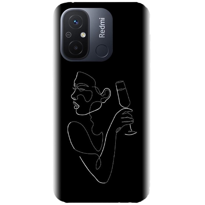 Силиконов капак, съвместим с Xiaomi Redmi 12c - модел Line Art Champagne