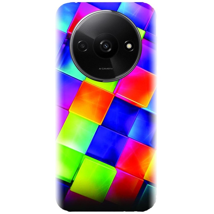 Силиконов калъф, съвместим с Xiaomi Redmi A3 - модел 3D Geometric Colorful