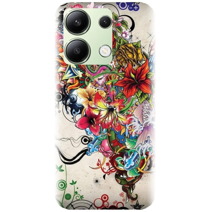 Силиконов калъф, съвместим с Xiaomi Redmi Note 13 4g - модел Abstract Flowers