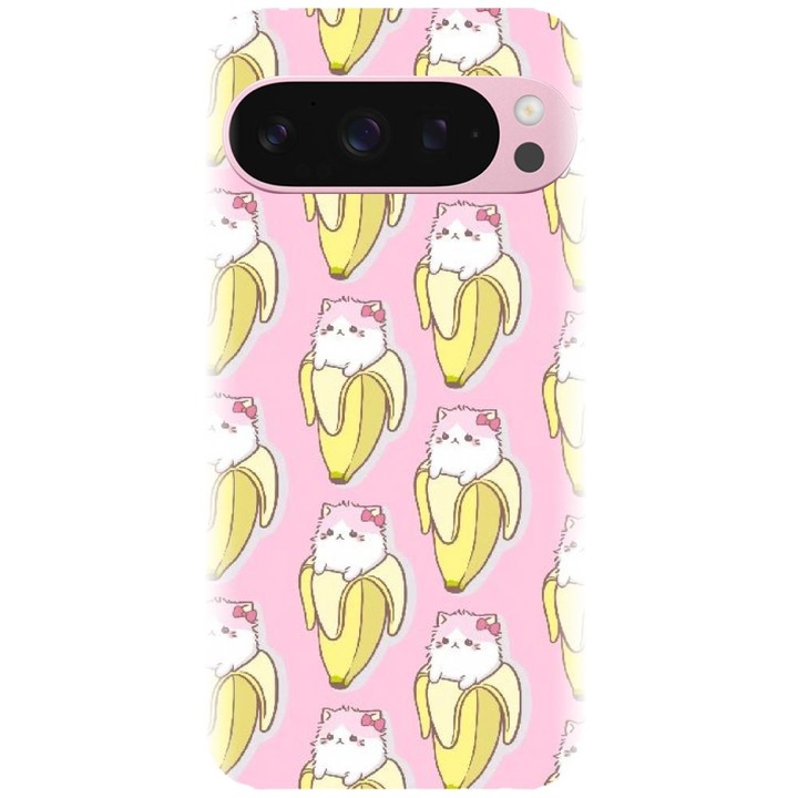 Husa din silicon compatibila cu Google Pixel 9 / Pixel 9 Pro - model Banana Cats