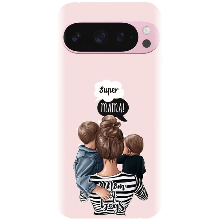 Husa din silicon compatibila cu Google Pixel 9 / Pixel 9 Pro - model Mama de baieti