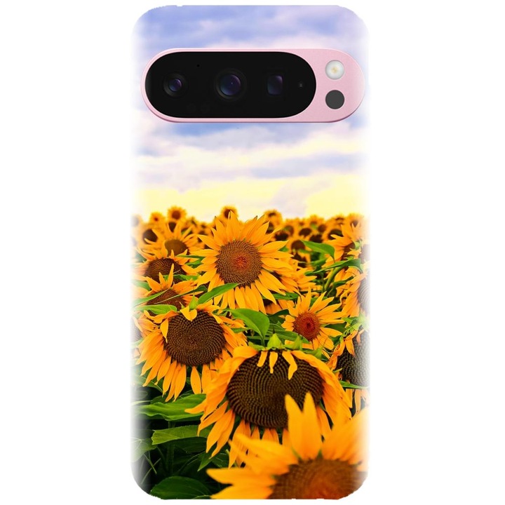Husa din silicon compatibila cu Google Pixel 9 / Pixel 9 Pro - model Sunflowers