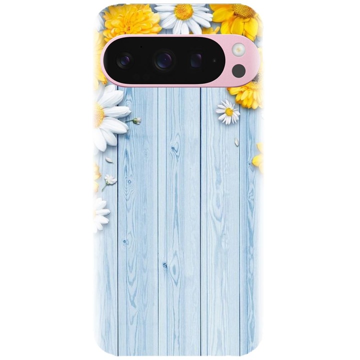 Husa din silicon compatibila cu Google Pixel 9 / Pixel 9 Pro - model Sunflower On Blue Wood