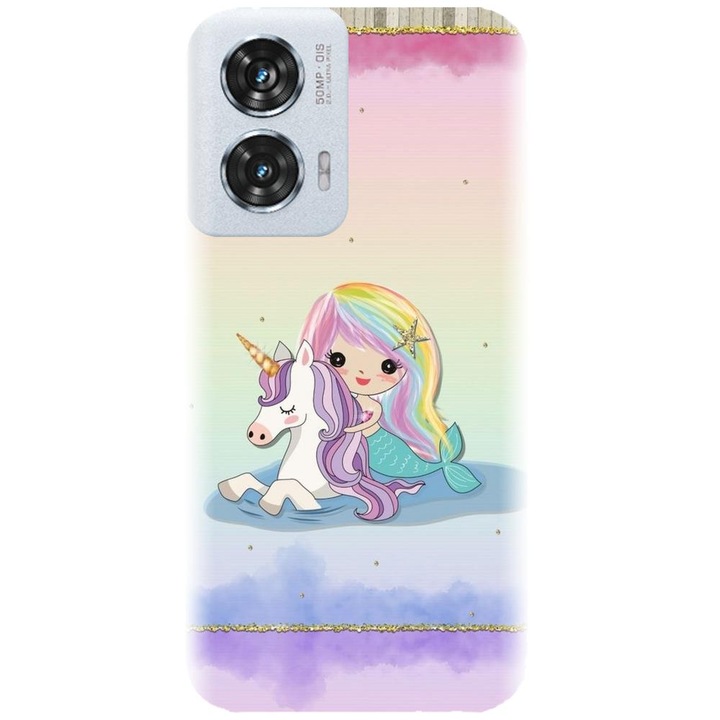 Силиконов калъф, съвместим с Motorola Moto Edge 50 Fusion - модел Сирена и еднорог