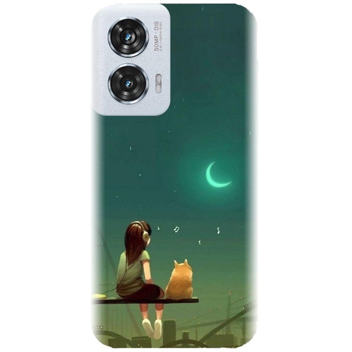 Husa din silicon compatibila cu Motorola Moto Edge 50 Fusion - model Cat And Girl