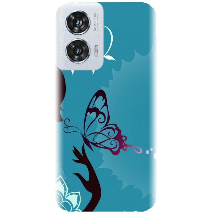 Husa din silicon compatibila cu Motorola Moto Edge 50 Fusion - model Blue Butterfly