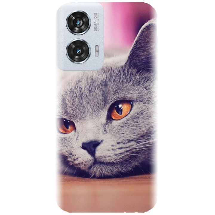 Husa din silicon compatibila cu Motorola Moto Edge 50 Fusion - model British Shorthair Cat