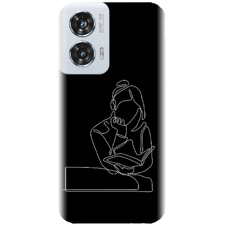 Силиконов калъф, съвместим с модел Motorola Moto Edge 50 Fusion - Line Art The Smart One