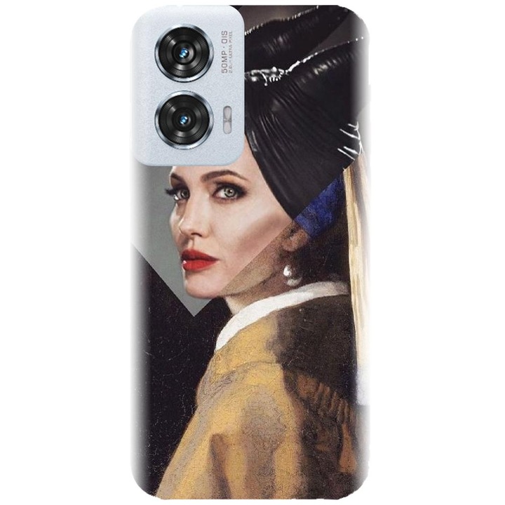 Силиконов калъф, съвместим с модел Motorola Moto Edge 50 Fusion - Girl With A Pearl
