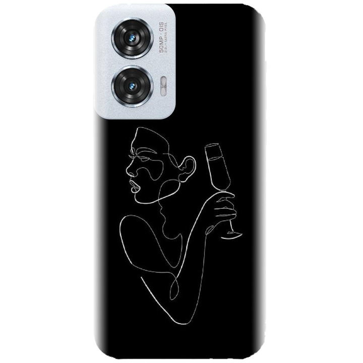 Husa din silicon compatibila cu Motorola Moto Edge 50 Fusion - model Line Art Champagne