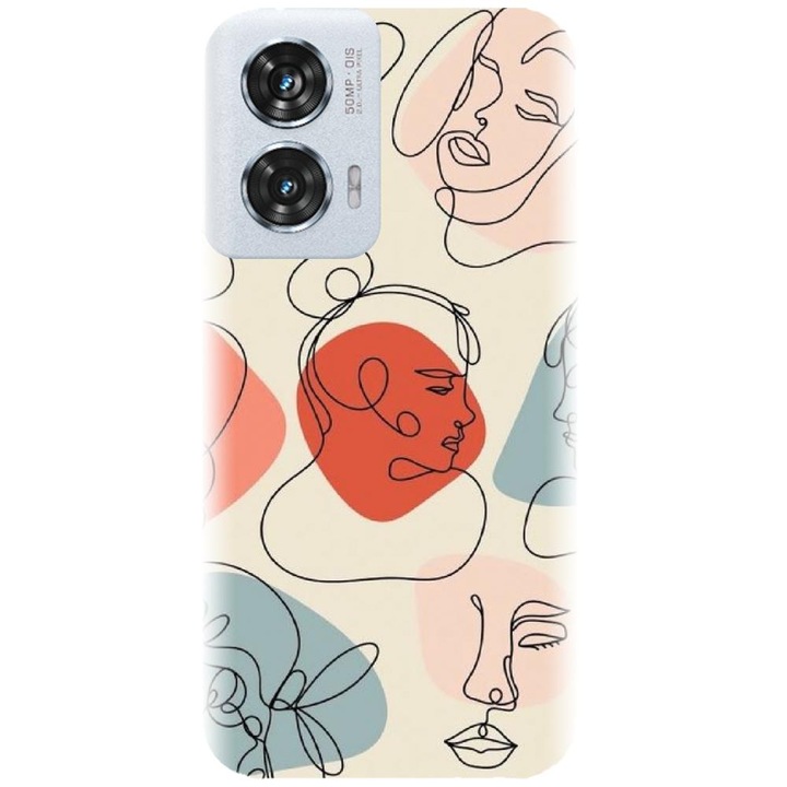 Силиконов калъф, съвместим с модел Motorola Moto Edge 50 Fusion - Line Art Memories