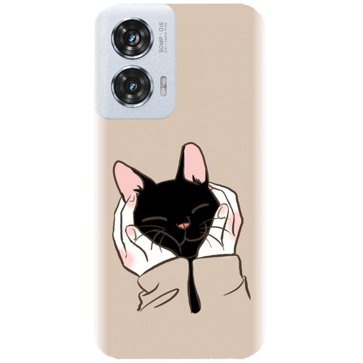Husa din silicon compatibila cu Motorola Moto Edge 50 Fusion - model Th Black Cat In Hands