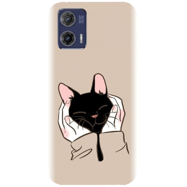 Husa din silicon compatibila cu Motorola Moto G73 - model Th Black Cat In Hands