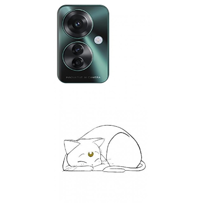 Силиконов кейс съвместим с Oppo Reno 11F 5g (глобален) - модел Sailor Moon Neko