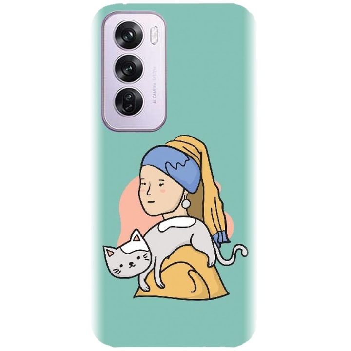 Силиконов кейс, съвместим с модел Oppo Reno 12 Pro 5g - Girl With A Pearl Earring