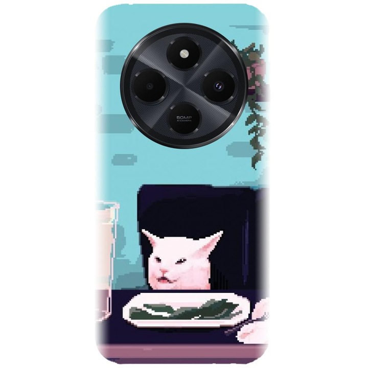 Xiaomi Redmi 14c 4g-vel kompatibilis szilikon tok - Pixel Art Cat Meme modell